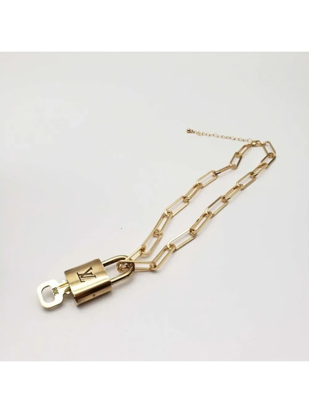 Authentic Louis Vuitton Lock & Key with Unbranded Gold Plated Chain Necklace